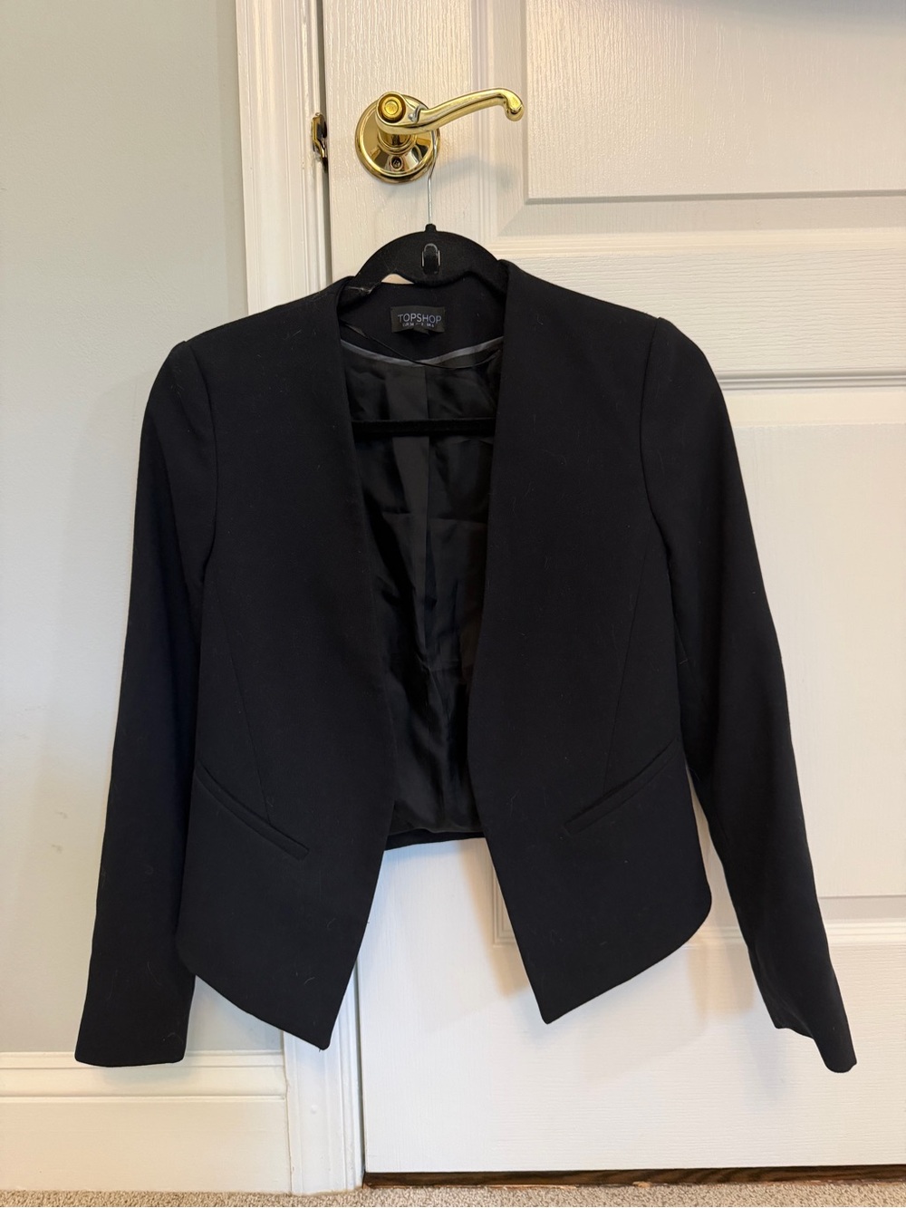 Topshop Black Cropped Open-Front Blazer
